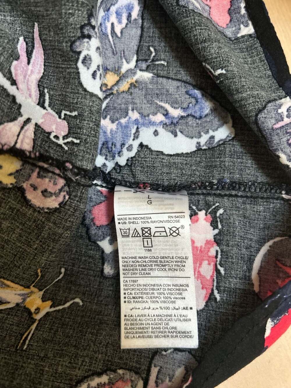 Old Navy V-Neck Tiered Mini Dress Black Butterfly & Insect Print, Large - Picture 6 of 8